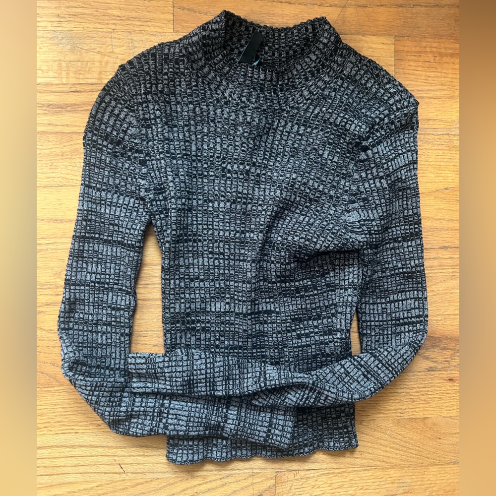 Marciano Textured Black and Gray Turtleneck Sweater